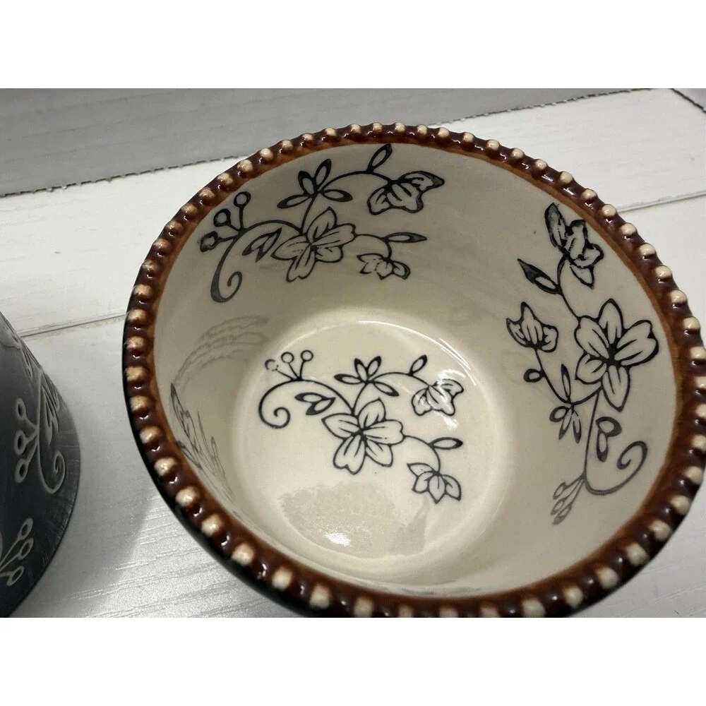Set Of 3 temp-tations Presentable Ovenware Floral Lace 5 oz. with Lids 818052